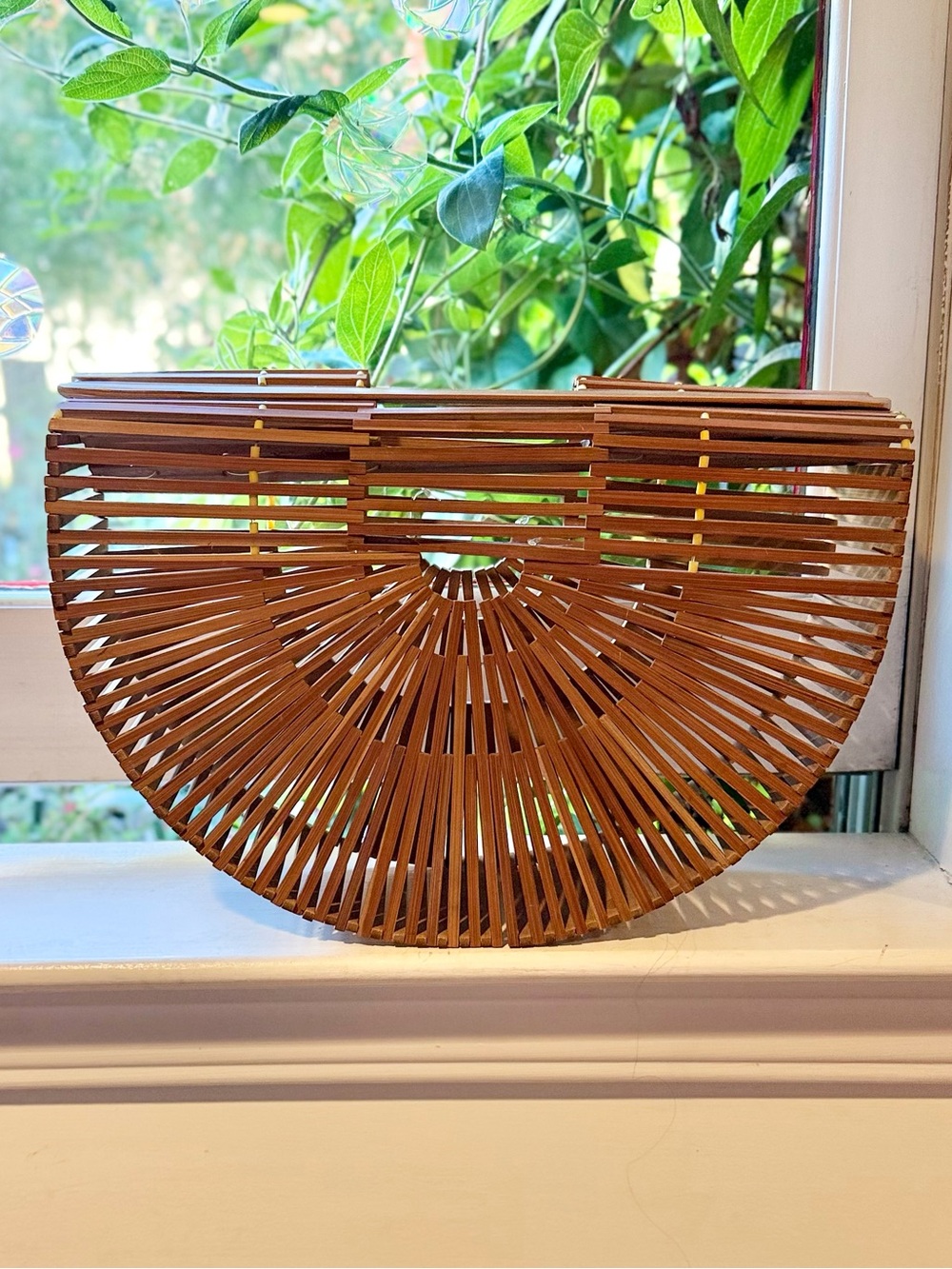 VINTAGE 1950’s Half Round Bamboo Purse